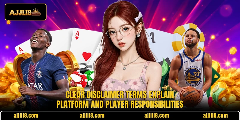 Clear disclaimer terms explain platform and player responsibilities