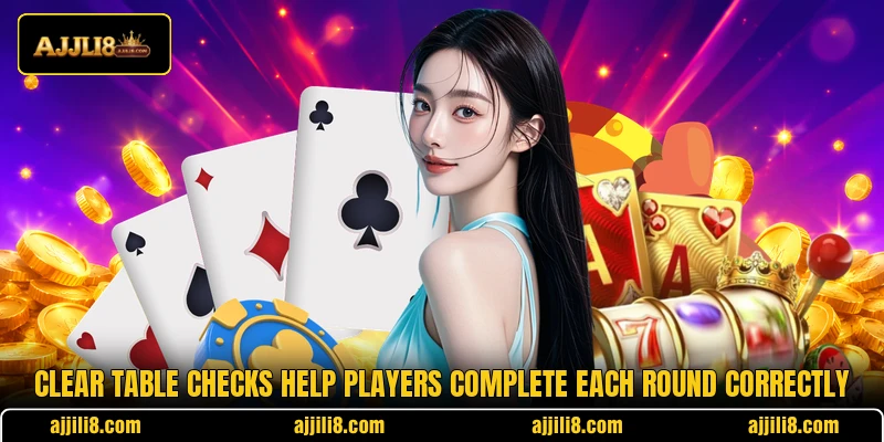 Clear table checks help players complete each round correctly