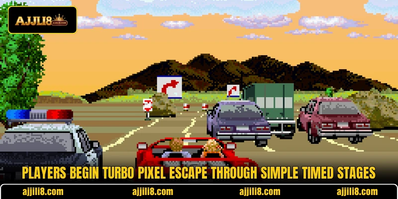 Players begin Turbo Pixel Escape through simple timed stages
