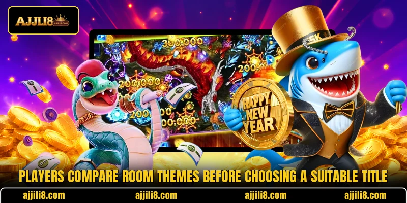 Players compare room themes before choosing a suitable title
