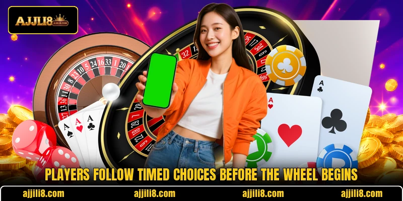 Players follow timed choices before the wheel begins