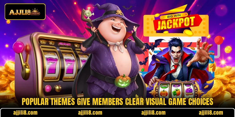 Popular themes give members clear visual game choices